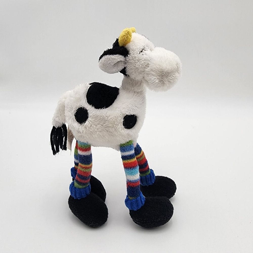 Russ Berrie Black & White Cow Plush Stuffed Animal Lovey 7" Stripe Crazy Legs